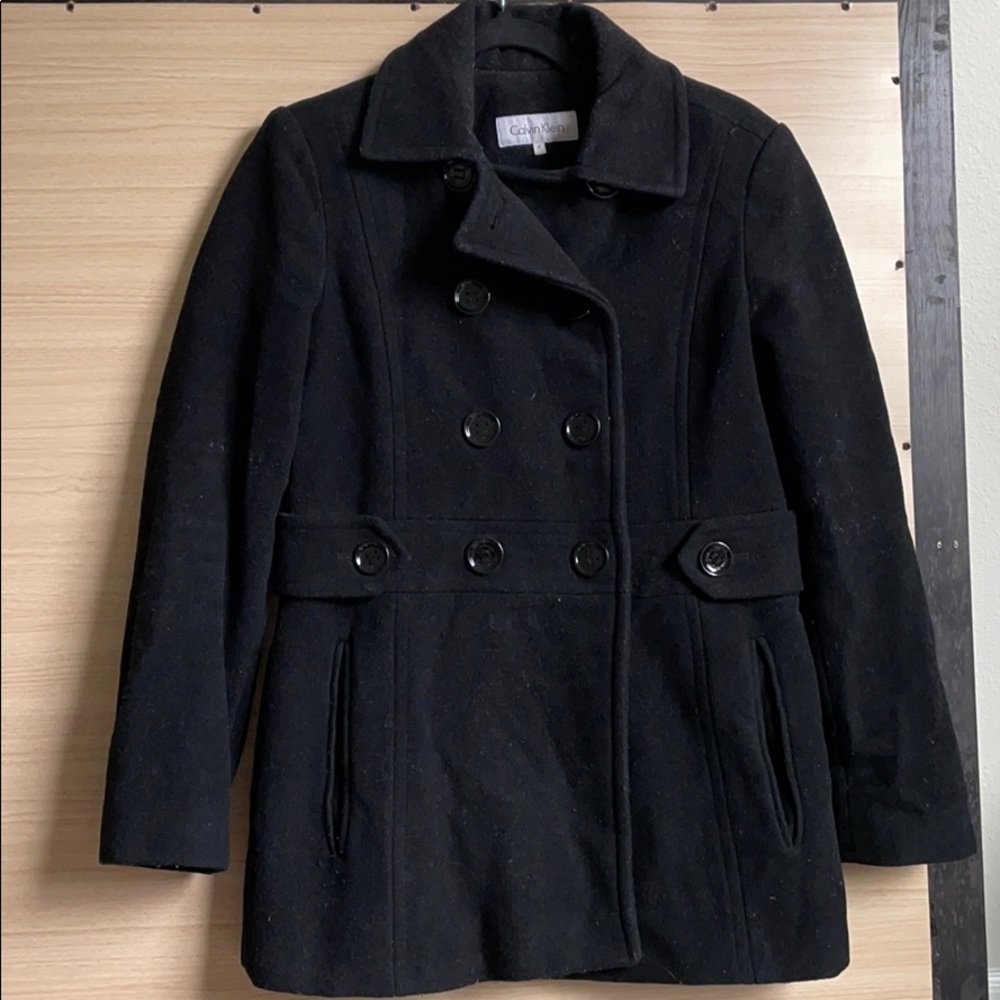 Calvin Klein Black Wool Pea Coat - Used